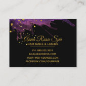 Carte De Visite Charme Luxe d'or d'aquarelle d'abrégé sur pourpre (Dos)