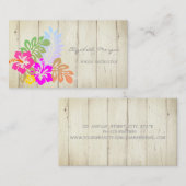 Carte De Visite Charme moderne, Hawaii Hibiskus, Texture bois (Devant / Derrière)