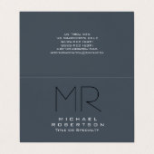 Carte De Visite Charme Moderne Monogramme Gris Propre (Extérieur déplié)