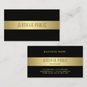 Carte De Visite Charme Moderne Noir Et Or Design Chic Plaque (Devant / Derrière)