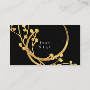 Carte De Visite Charme noir en verre VIP d'aluminium d'or floral