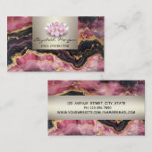 Carte De Visite Charme Professionnel Moderne, Lotus, Marbre Bourgo (Devant / Derrière)