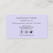 Carte De Visite Charme QR Code Business Logo Lavender Professional (Dos)