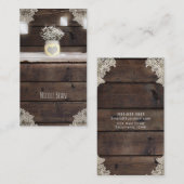Carte De Visite Charme rustique du bois de grange, dentelle et pot (Devant / Derrière)