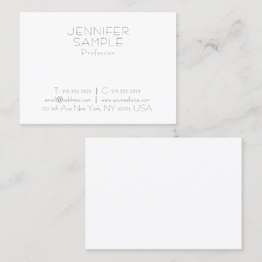 Carte De Visite Charming Clean Design Professionnel Moderne Plain (Devant / Derrière)