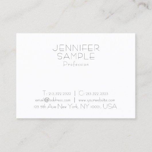 Carte De Visite Charming Clean Design Professionnel Moderne Plain (Devant)