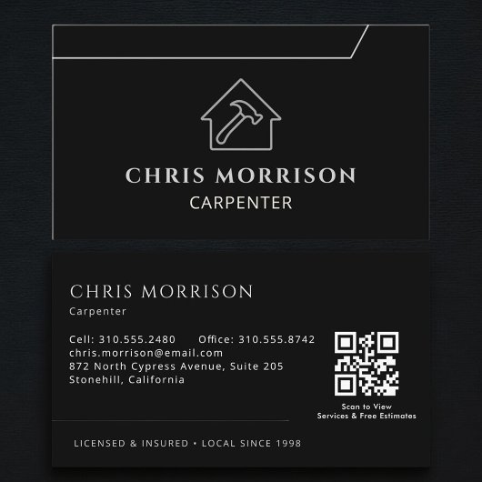 Carte De Visite Charpentier Code QR Menuisier 