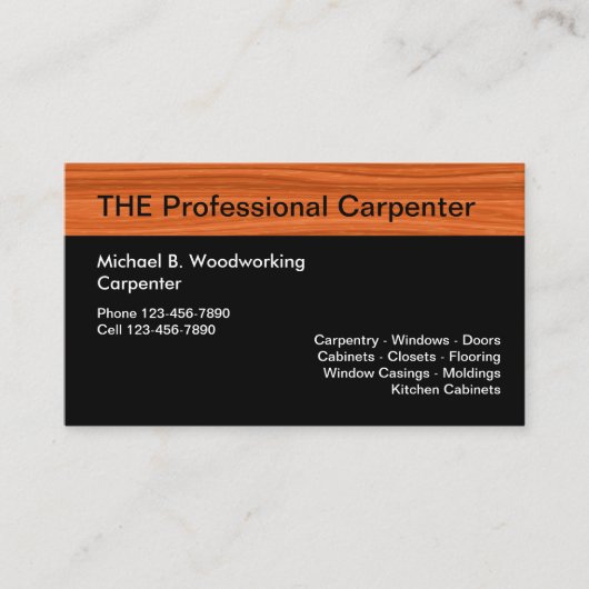 Carte De Visite Charpentier Conçu Professionnellement (Devant)