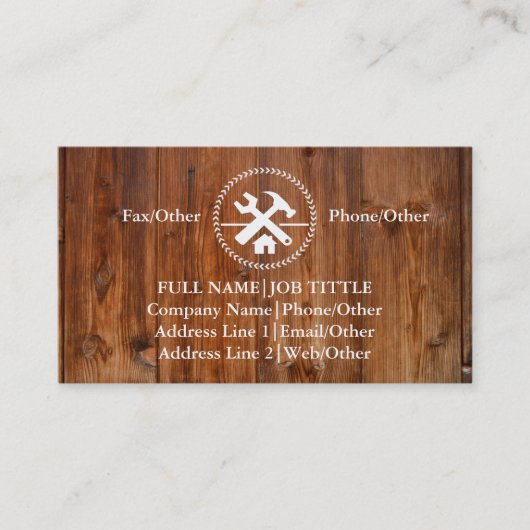 Carte De Visite Charpentier Constructeur Professionnel Outils Menu (Devant)
