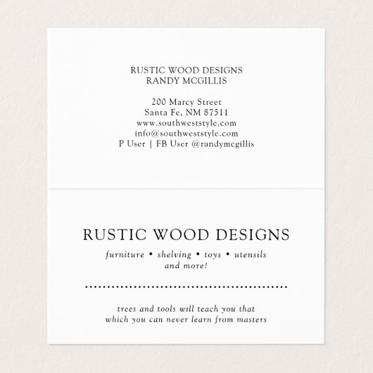 Carte De Visite Charpentier de bois de grain (Intérieur déplié)