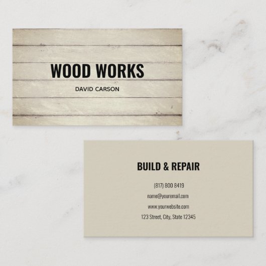 Carte De Visite Charpentier en bois moderne professionnel (Devant / Derrière)