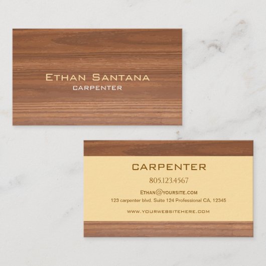 Carte De Visite Charpentier en bois rustique (Devant / Derrière)