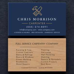 Carte De Visite Charpentier Minimaliste Menuiserie Bois