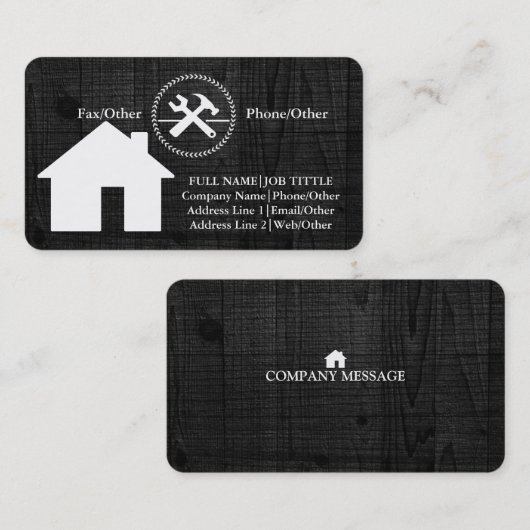 Carte De Visite Charpentier Outils de Construction Professionnels  (Devant / Derrière)