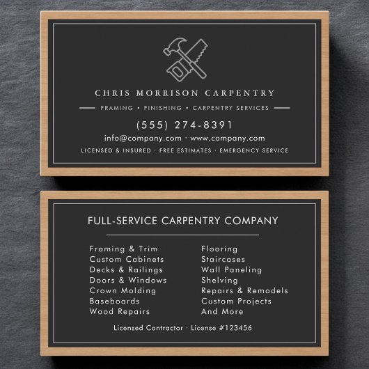 Carte De Visite Charpentier Professionnel