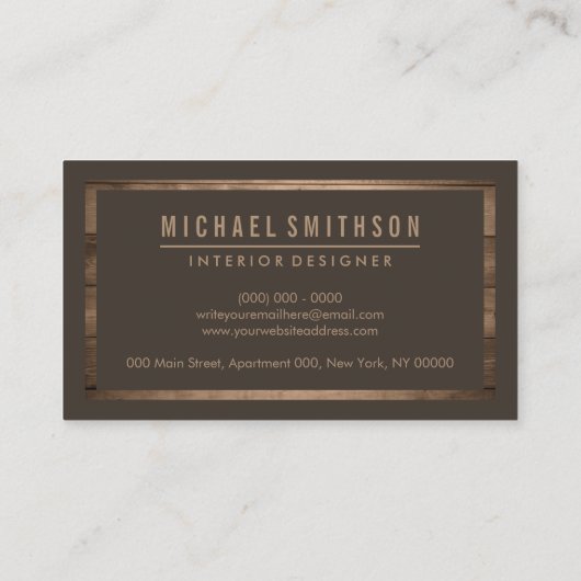 Carte De Visite Charpentier rustique Brown en bois (Dos)