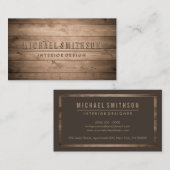 Carte De Visite Charpentier rustique Brown en bois (Devant / Derrière)