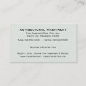 Carte De Visite Charrue de rouge de machines agricoles (Dos)
