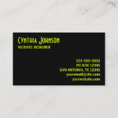 Carte De Visite Chartreuse et Noir Retro Bold (Dos)