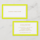 Carte De Visite Chartreuse Et Or Élégante Feminine (Devant / Derrière)