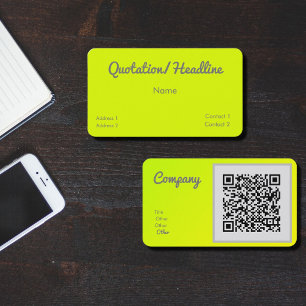 Carte De Visite chartreuse jaune - code QR -