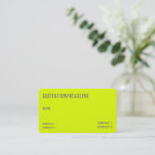 Carte De Visite chartreuse jaune - code QR - (Debout devant)