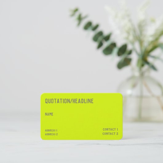 Carte De Visite chartreuse jaune - code QR - (Debout devant)