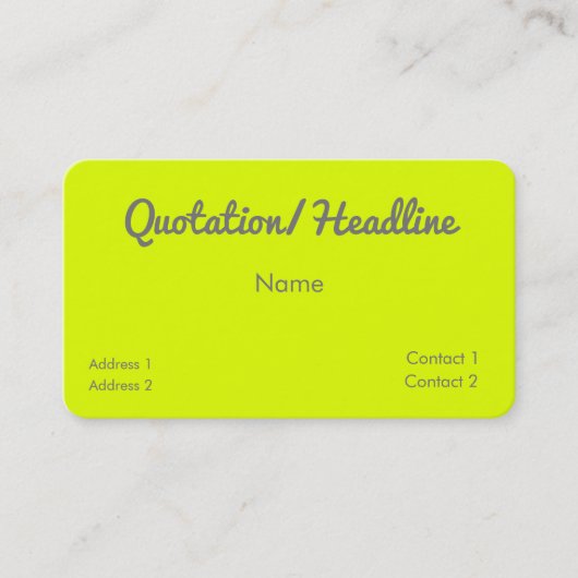 Carte De Visite chartreuse jaune - code QR - (Devant)