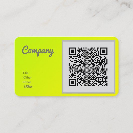Carte De Visite chartreuse jaune - code QR - (Dos)
