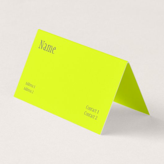 Carte De Visite chartreuse jaune - texte gras plié (Devant)