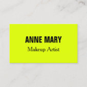 Carte De Visite Chartreuse Néon Jaune Fluorescent Couleur Brillant (Devant)