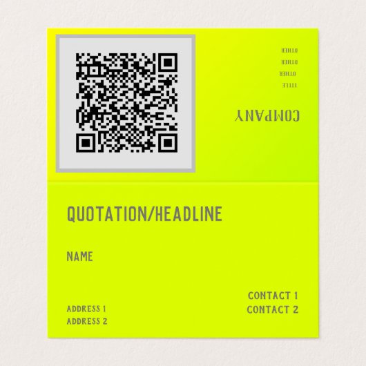 Carte De Visite chartreuse yellow - QR code -folded (Extérieur déplié)