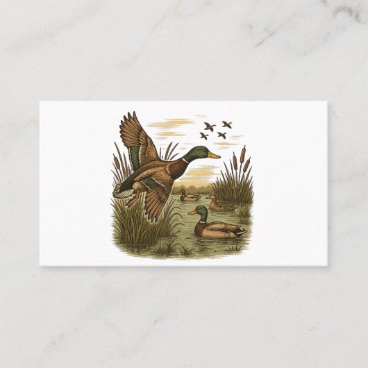 Carte De Visite Chasse-Rétro-Volant-Caner-Colvert,  (Devant)