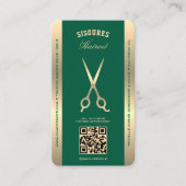Carte De Visite Chasseur de ciseaux rétro Barbier vert Loyauté (Devant)
