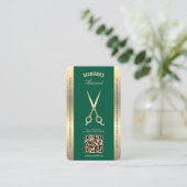 Carte De Visite Chasseur de ciseaux rétro Barbier vert Loyauté (Debout devant)
