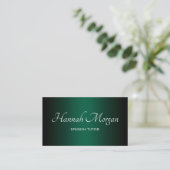 Carte De Visite Chasseur noir vert ombré élégant script (Debout devant)
