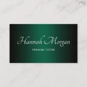 Carte De Visite Chasseur noir vert ombré élégant script (Devant)