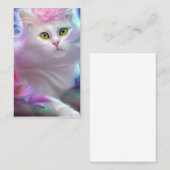 Carte De Visite Chat à bouffée blanche sur un arc-en-ciel (Devant / Derrière)