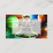 Carte De Visite Chat Alien dans la soucoupe de l'ufo (Dos)