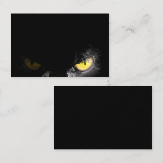 Carte De Visite Chat Alpha avec regard mortel sur noir (Devant / Derrière)