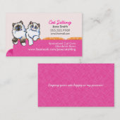 Carte De Visite Chat assis Ragdoll Canapé rose (Devant / Derrière)