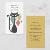 CARTE DE VISITE CHAT ATOMIQUE MOYEN SIÈCLE DIAMOND SITTER POUR ANI (Devant / Derrière)