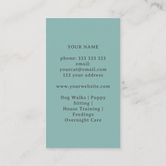 CARTE DE VISITE CHAT ATOMIQUE MOYEN SIÈCLE DIAMOND SITTER POUR ANI (Dos)