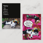 CARTE DE VISITE CHAT AVEC CASQUETTE HARLEQUIN ET MASQUERADE DE FÊT (Devant / Derrière)