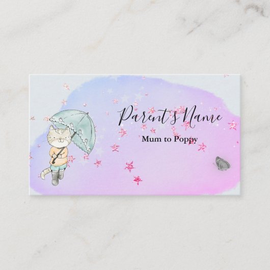 Carte De Visite Chat avec parapluie (Devant)