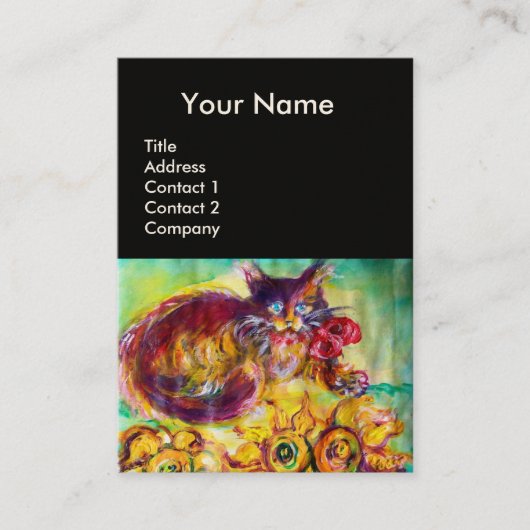 CARTE DE VISITE CHAT AVEC RIBBON ROUGE ET MONOGRAMME DE SOUFFLEURS (Devant)