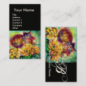 CARTE DE VISITE CHAT AVEC RIBBON ROUGE ET MONOGRAMME DE SOUFFLEURS (Devant / Derrière)