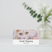 Carte De Visite Chat blanc élégant en or et diamants (Debout devant)