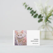 Carte De Visite Chat blanc élégant en or et diamants (Debout devant)