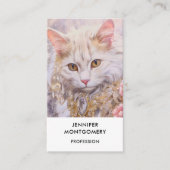 Carte De Visite Chat blanc élégant en or et diamants (Devant)